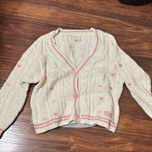 Taylor Swift Lover Cream and Pink Heart Cardigan NWT